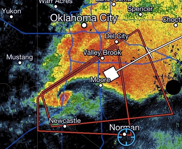Radar image of 20 May, 2013 Moore, Oklahoma tornado