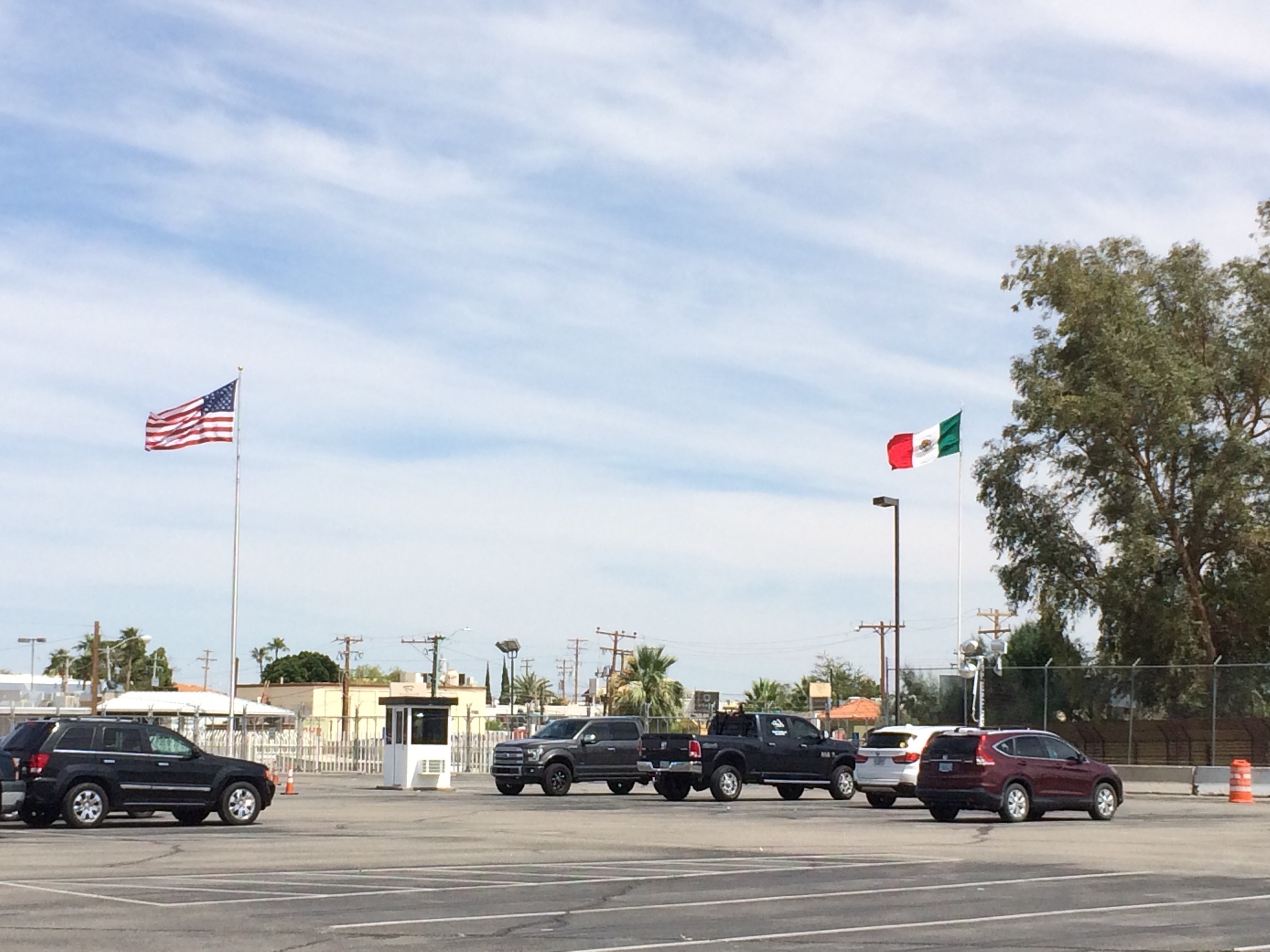 The US-Mexico border separating Winterhaven, California from Los Algodones.