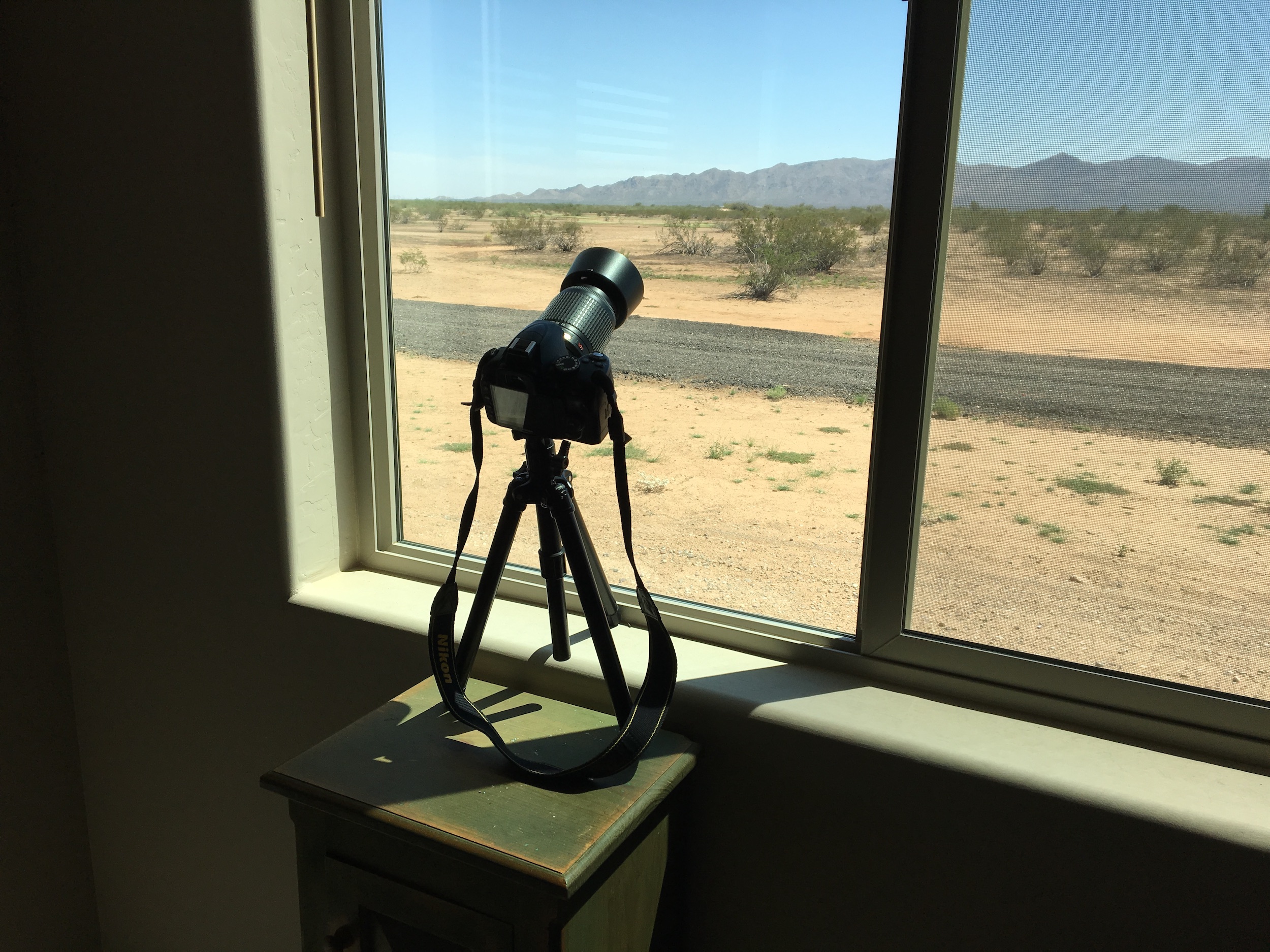 Setup I use for taking lightning photos from my kitchen window.