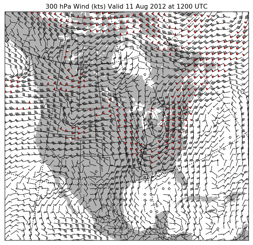 Map of 300 hPa winds