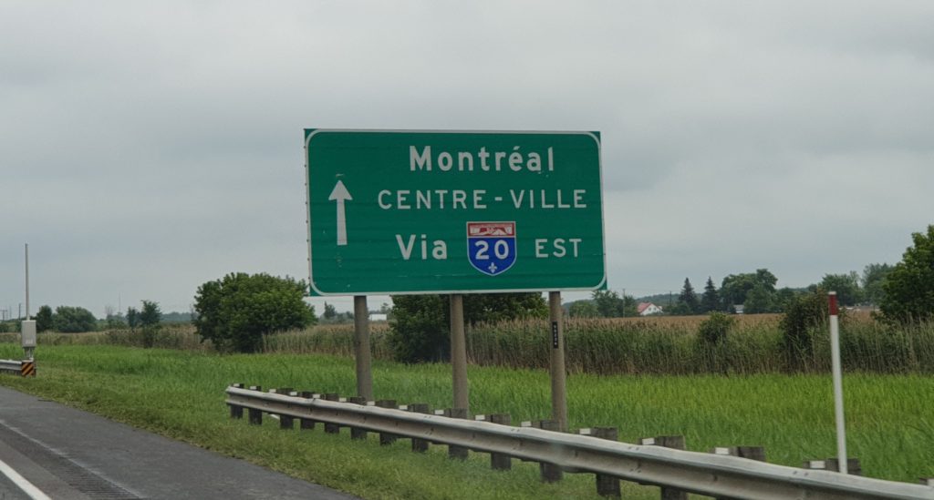 Sign for downtown Montreal, Quebec