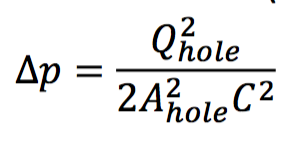 Equation for pressure loss due to the leak