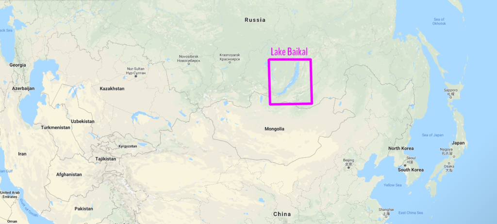 Map showing Lake Baikal in southeastern Russia