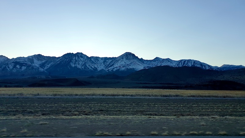 Majestic snow-capped peaks higlight the drive up US-395 in California during my final trip prior the Covid shutdowns.