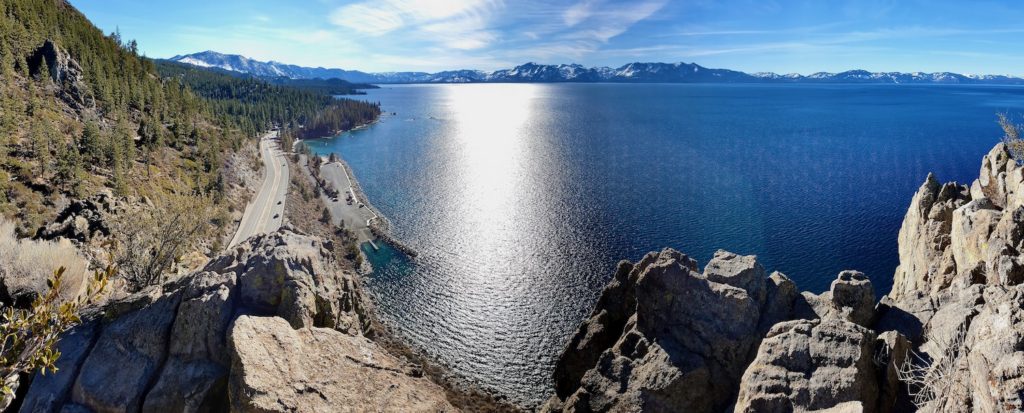 Aerial view of Lake Tahoe from Cave Rock