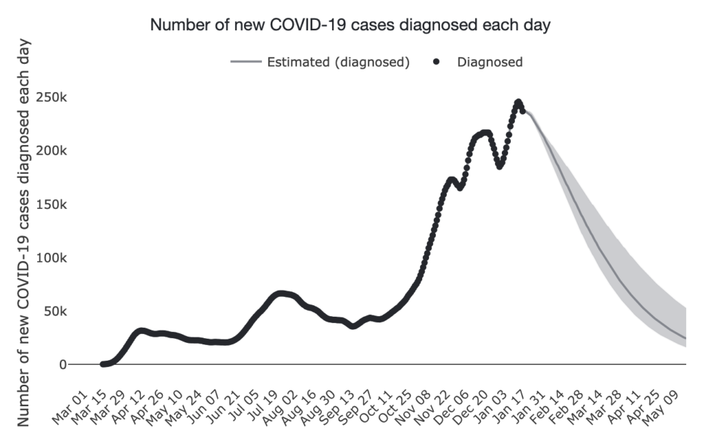 New Daily COVID-19 Cases in the United States - COVID-19 Simulator