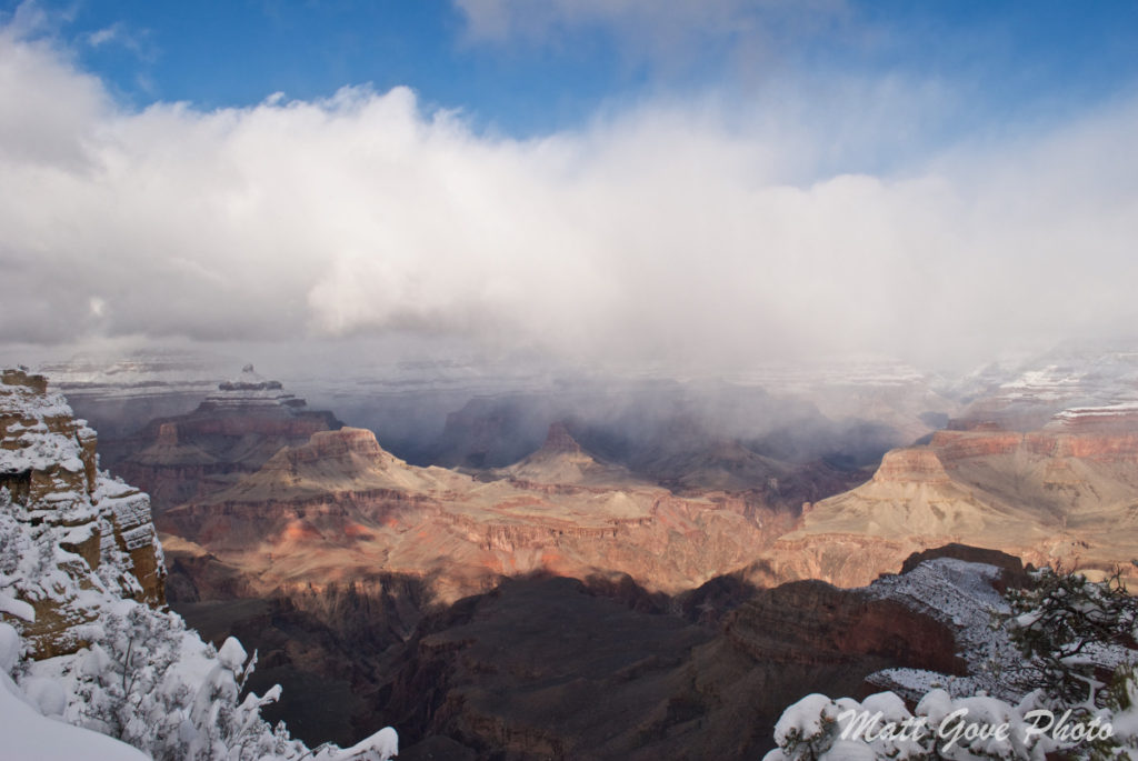 A Wide Angle View of Grand Canyon Snow