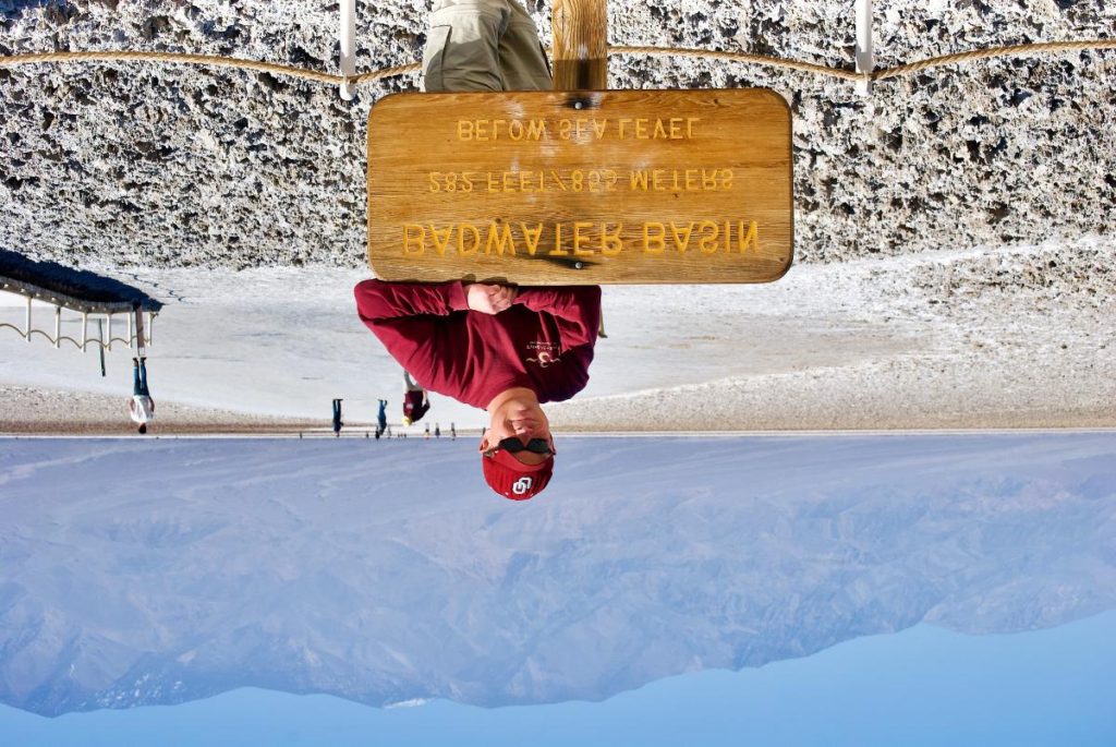 Badwater Basin photo flipped and mirrored using Python Pillow transpose method