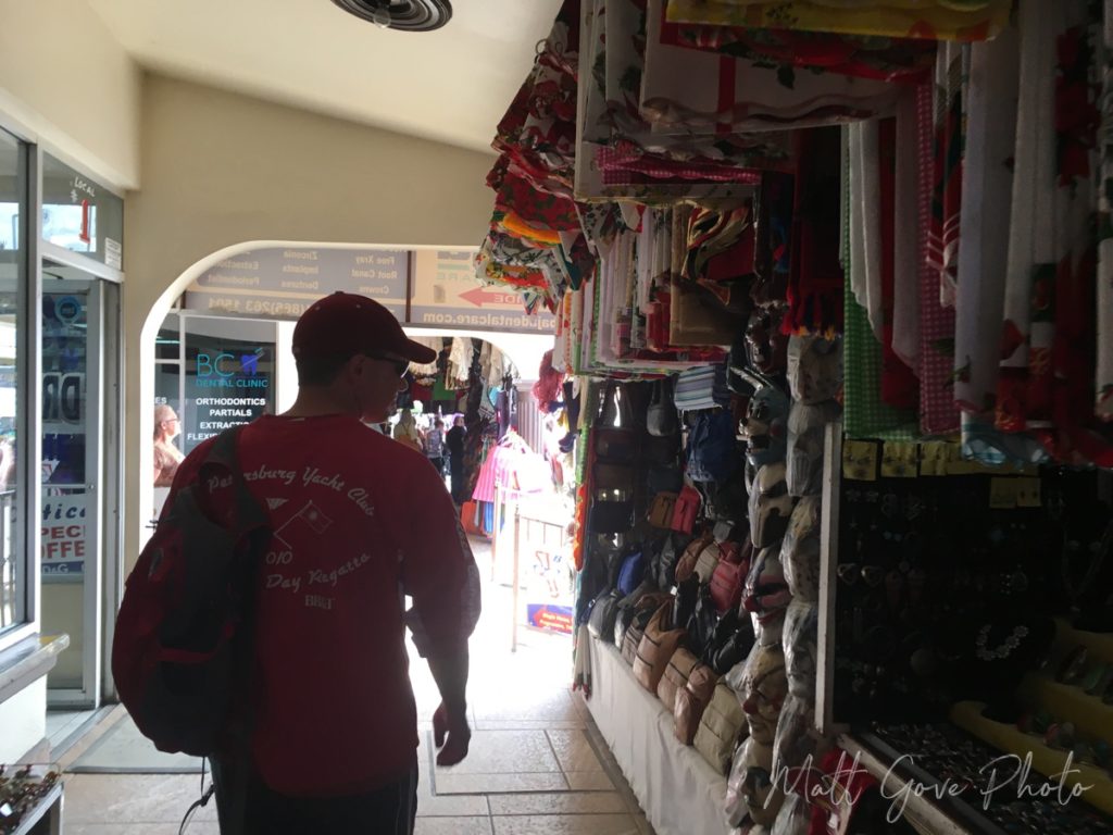 Browsing open-air street stalls in Los Algodones, Baja California, Mexico in 2018