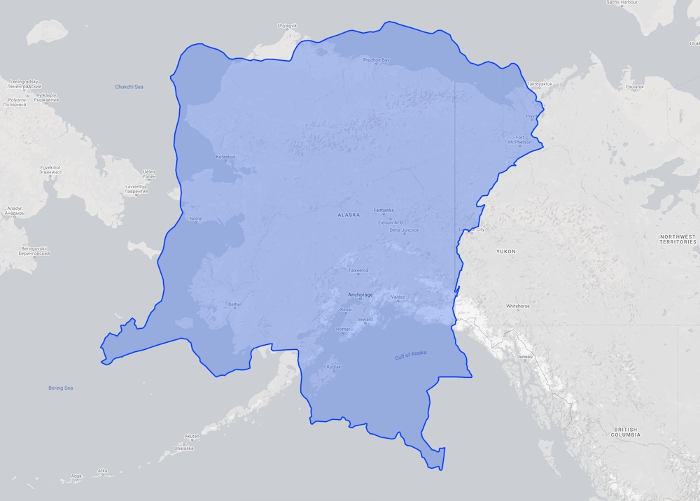 Outline of DR Congo overlayed over Alaska