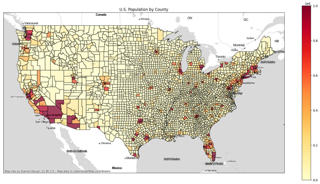 US Population Map by County