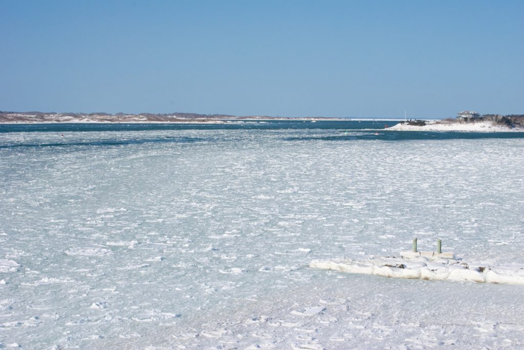 Ice flows in Vineyard Sound following a blizzard.