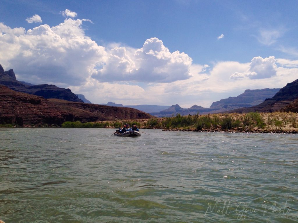 The emerald waters of the Colorado River as it snakes through Grand Canyon National Park are not complementary colors to the red rocks, so the colors don't pop as much.