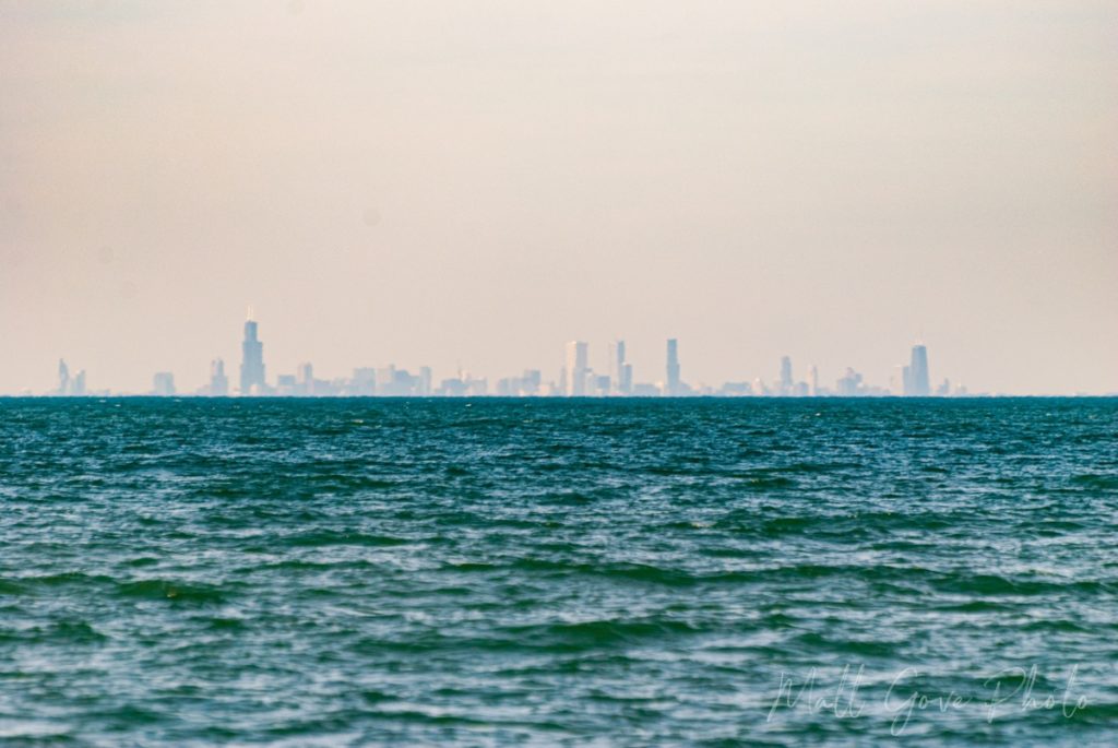 The Chicago skyline, as seen from Indiana Dunes National Park