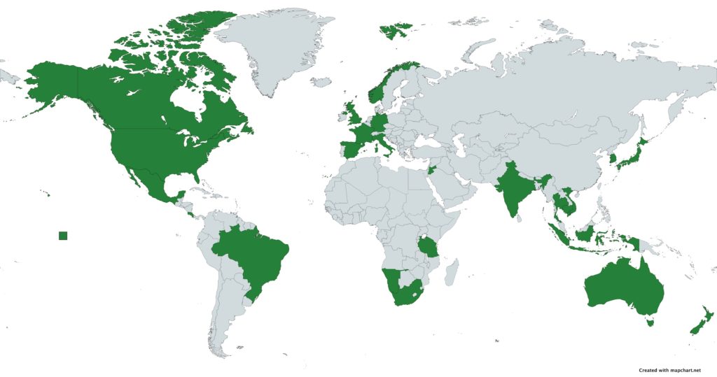 A Map of world with countries shaded is not an interactive map